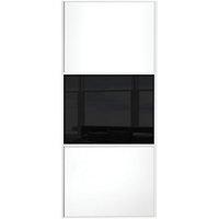 wickes sliding wardrobe door wideline white panel black glass 2220 x 6 ...