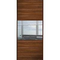 Wickes Sliding Wardrobe Door Wideline Walnut Panel & Mirror 2220 x 610mm