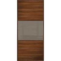 Wickes Sliding Wardrobe Door Wideline Walnut Panel & Cappuccino Glass 2220 x 914mm