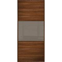 wickes sliding wardrobe door wideline walnut panel cappuccino glass 22 ...