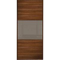 Wickes Sliding Wardrobe Door Wideline Walnut Panel & Cappuccino Glass 2220 x 762mm