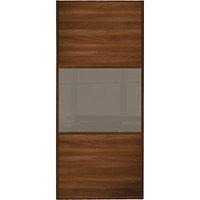 Wickes Sliding Wardrobe Door Wideline Walnut Panel & Cappuccino Glass 2220 x 610mm