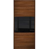 Wickes Sliding Wardrobe Door Wideline Walnut Panel & Black Glass 2220 x 762mm