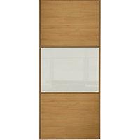 Wickes Sliding Wardrobe Door Wideline Oak Panel & Soft White Glass 2220 x 762mm