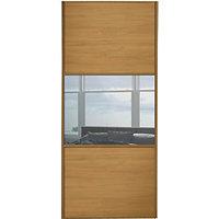 Wickes Sliding Wardrobe Door Wideline Oak Panel & Mirror 2220 x 762mm