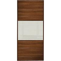 Wickes Sliding Wardrobe Wideline Door Walnut Panel & Soft White Glass 2220 x 762mm