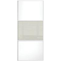 Wickes Sliding Wardrobe Door Wideline White Panel & Soft White Glass 2220 x 762mm