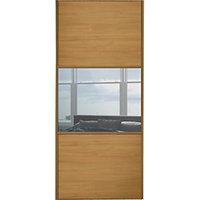 Wickes Sliding Wardrobe Door Wideline Oak Panel & Mirror 2220 x 610mm