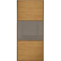 Wickes Sliding Wardrobe Door Wideline Oak Panel & Cappuccino Glass 2220 x 914mm