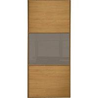 Wickes Sliding Wardrobe Door Wideline Oak Panel & Cappuccino Glass 2220 x 762mm