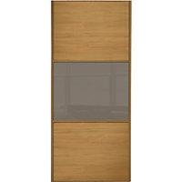 Wickes Sliding Wardrobe Door Wideline Oak Panel & Cappuccino Glass 2220 x 610mm