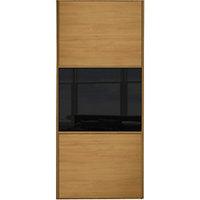 Wickes Sliding Wardrobe Door Wideline Oak Panel & Black Glass 2220 x 914mm