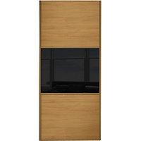 Wickes Sliding Wardrobe Door Wideline Oak Panel & Black Glass 2220 x 762mm
