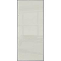 wickes sliding wardrobe door silver framed single panel soft white gla ...