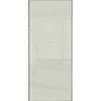 Wickes Sliding Wardrobe Door Silver Framed Single Panel Soft White Glass 2220 x 762mm