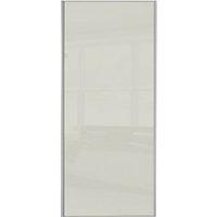 wickes sliding wardrobe door silver framed single panel soft white gla ...