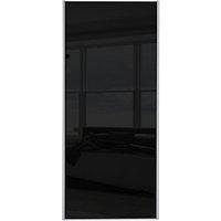 Wickes Sliding Wardrobe Door Silver Framed Single Panel Black Glass 2220 x 610mm