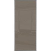 Wickes Sliding Wardrobe Door Silver Framed Single Panel Cappuccino Glass 2220 x 610mm