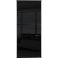 Wickes Sliding Wardrobe Door Silver Framed Single Panel Black Glass 2220 x 914mm