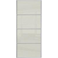 Wickes Sliding Wardrobe Door Silver Framed Four Panel Soft White Glass 2220 x 914mm