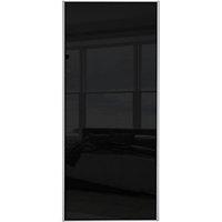 Wickes Sliding Wardrobe Door Silver Framed Single Panel Black Glass 2220 x 762mm