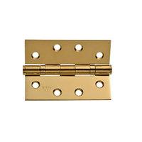 Wickes Grade 11 Fire Rated Ball Bearing Hinge Polished Brass 102mm 2 Pack