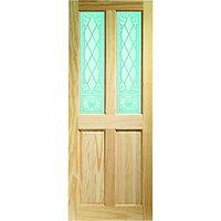 Wickes Skipton Internal Softwood Door Clear Pine Glazed 4 Panel 1981 x 686mm