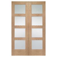 Wickes Marlow Glazed Internal Rebated Oak Veneer Door Pair 1981 x 1168mm