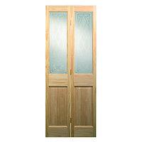 Wickes Skipton Internal Bi-Fold Door Clear Pine Glazed 4 Panel 1981x762mm