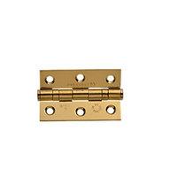Wickes Grade 7 Fire Rated Ball Bearing Hinge Brass Effect 75mm 2 Pack