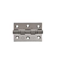 Wickes Grade 7 Fire Rated Ball Bearing Hinge 75 x 51 x 2mm Polished Stainless Steel 10 Pack