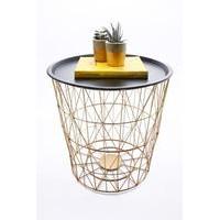 wire basket side table copper