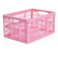 wilko fold flat crate pink