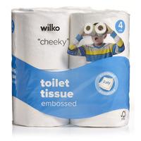 Wilko Embossed Toilet Tissue White 4 Roll