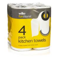 Wilko Functional Kitchen Towel White 4 Rolls