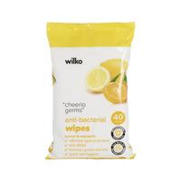 Wilko Antibacterial Lemon and Mandarin Wipes 40pk