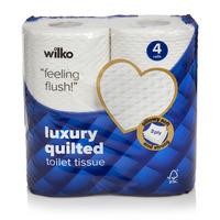 Wilko Quilted Toilet Tissue White 4 Rolls