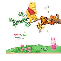 Winnie The Pooh Cartoon Kindergarten Wall Stickers Removable PVC Kids Room Wall Decals