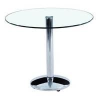 wilkinson orbit 90cm round glass dining table clear