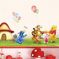 Winnie The Pooh Family Mushroom House Wall Stickers Fashion DIY Children\'s Bedroom Wall Decals