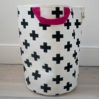WILDFIRE KIDS TOY STORAGE BAG in Crosses with Pink Handles