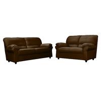 Wilmot 3 and 2 Seater Leather Suite Brown