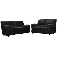 Wilmot 3 and 2 Seater Leather Suite Black
