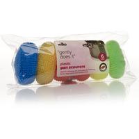 Wilko Plastic Pan Scourers Multi Coloured 6pk