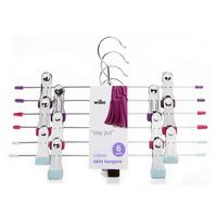 Wilko Skirt Hangers with Rubber Tipped Clasps 6pk