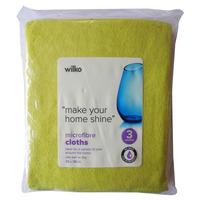 Wilko Microfibre Cloths 3pk