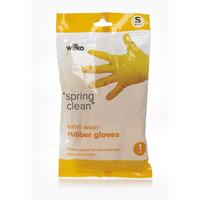 Wilko Extra Wear Rubber Gloves Small Yellow
