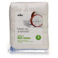 wilko ribbed dish cloths 35 x 26cm 4pk