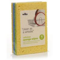 Wilko Cellulose Sponge Wipes Assorted 4pk