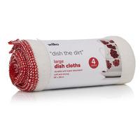 Wilko Dish Cloths Roll Large 4pk